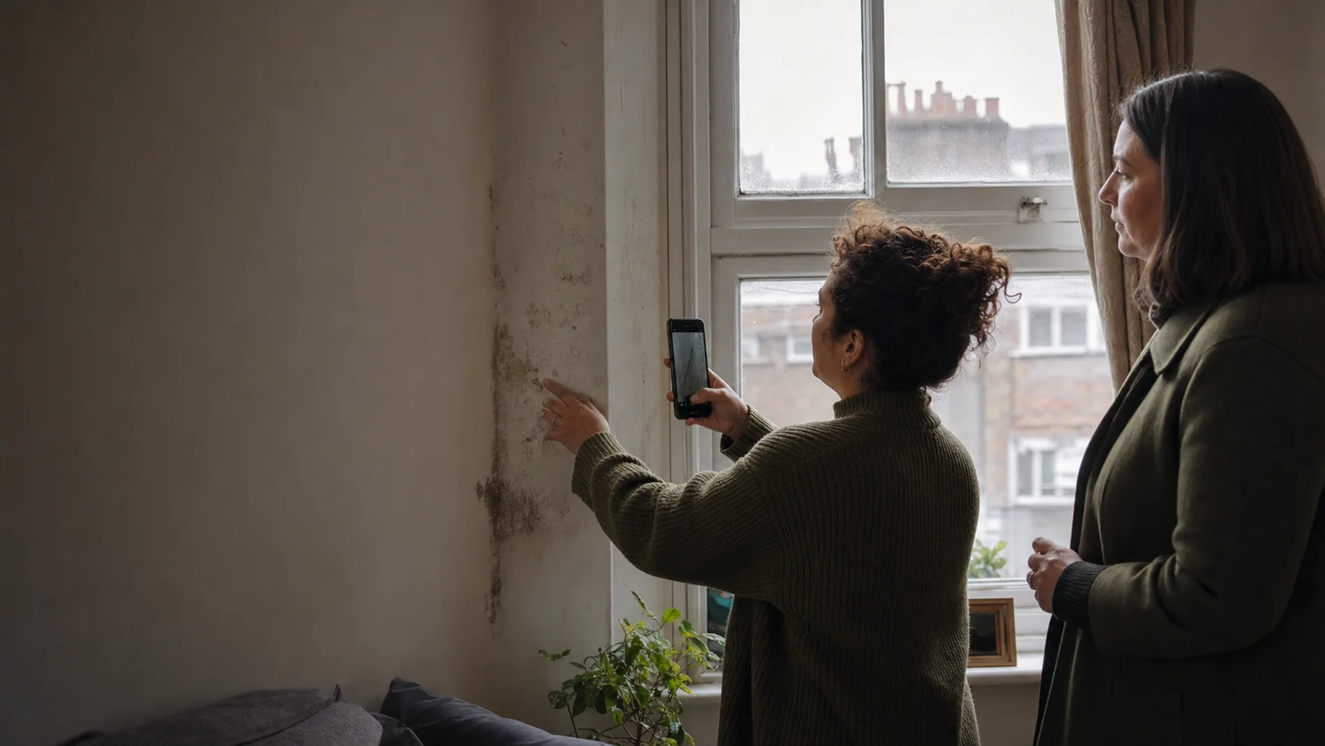 Interior wall of a home affected by damp